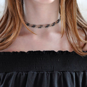 Faceted Midnight Chain Choker Necklace